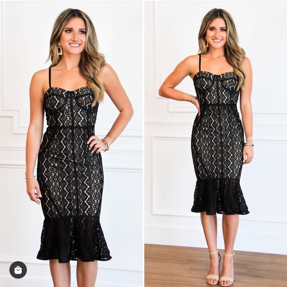 Black Lace Bustier Dress